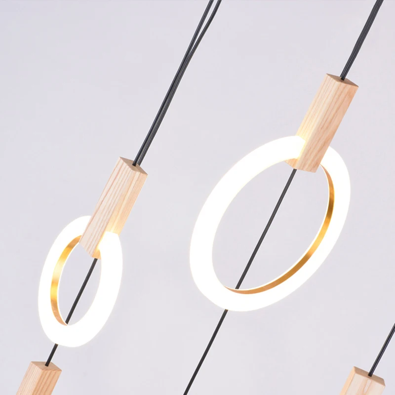 Современный подвесной светильник светодиодный из скандинавского дерева