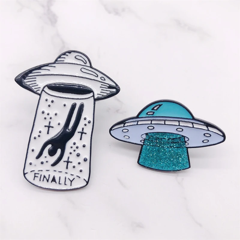 Мультяшная креативная инопланетянин НЛО космический корабль эмалированная брошь сплав значок блузка джинсовая сумка булавка аксессуары женские ювелирные изделия подарок для друзей