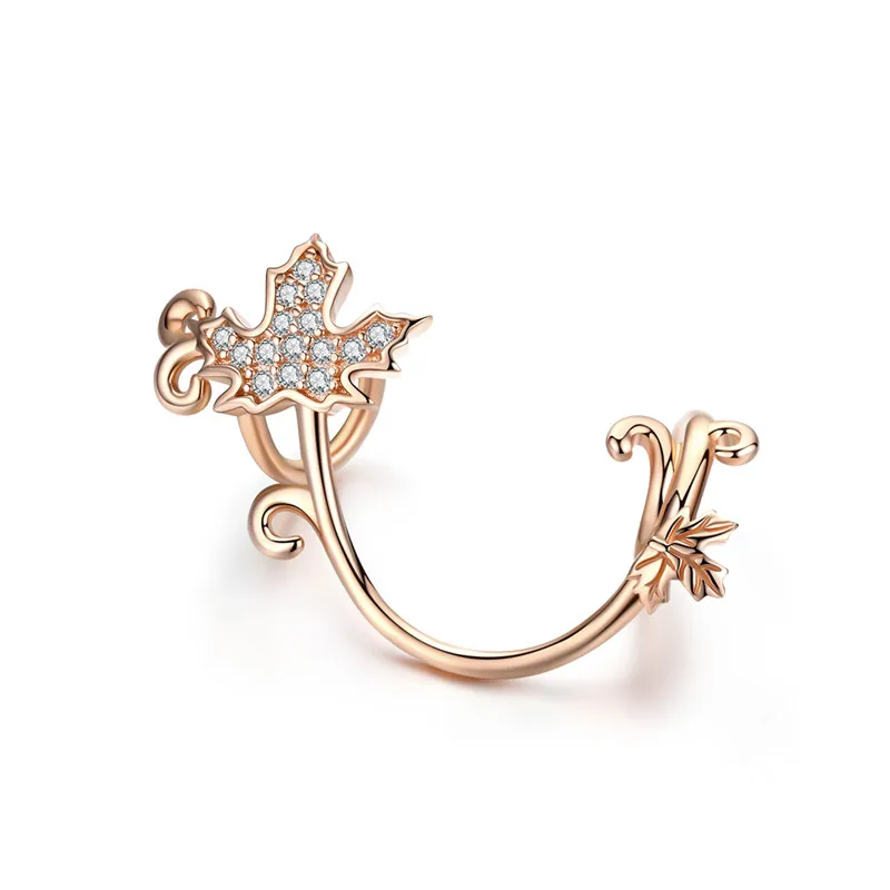 Fit Pandora браслет серебро 925 розовый циркон вишневый цвет бусины S925 розовое золото клен подвески в форме цветов DIY ювелирных изделий - Цвет: aad1254