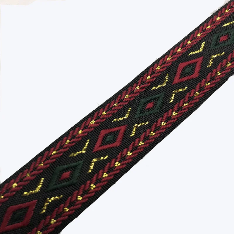 

20yards/lot wide 2cm Woven Jacquard Ribbon Trims Geometric quadrangle design for clothing accessory LS-0768