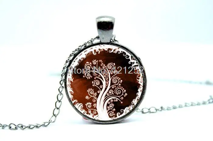 Ожерелье с фотографией ожерелье кабошоном в виде дерева Черная Цепь