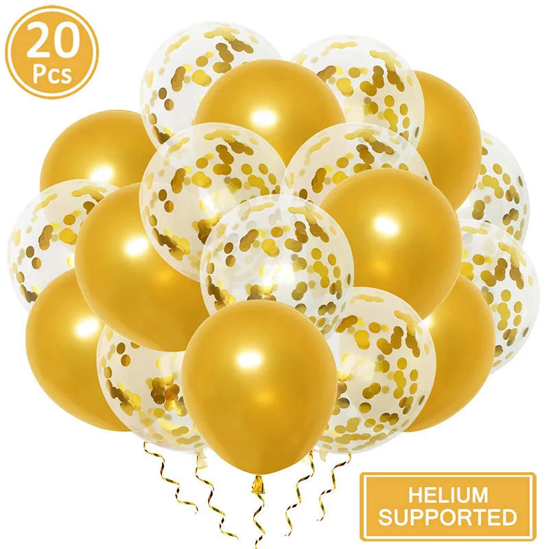 20pcs gold С Днем Рождения Бумаги Баннер розовое золото кисточкой гирлянды вечерние украшения для взрослых детей ребенка первый мальчик девочка конфетти шар поставки - Цвет: 20pcs gold