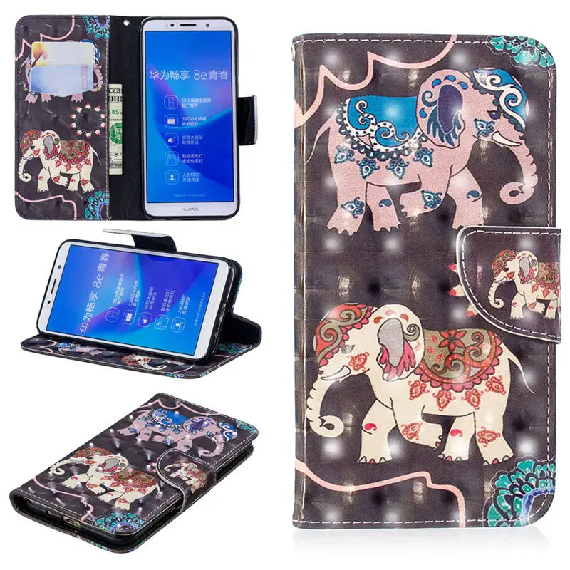 JFWEN 3D чехол-книжка для huawei Honor 7A DUA-L22, 5,45 дюймов, чехол, откидной кожаный кошелек, чехол для телефона s для huawei Y5, чехол - Цвет: 10