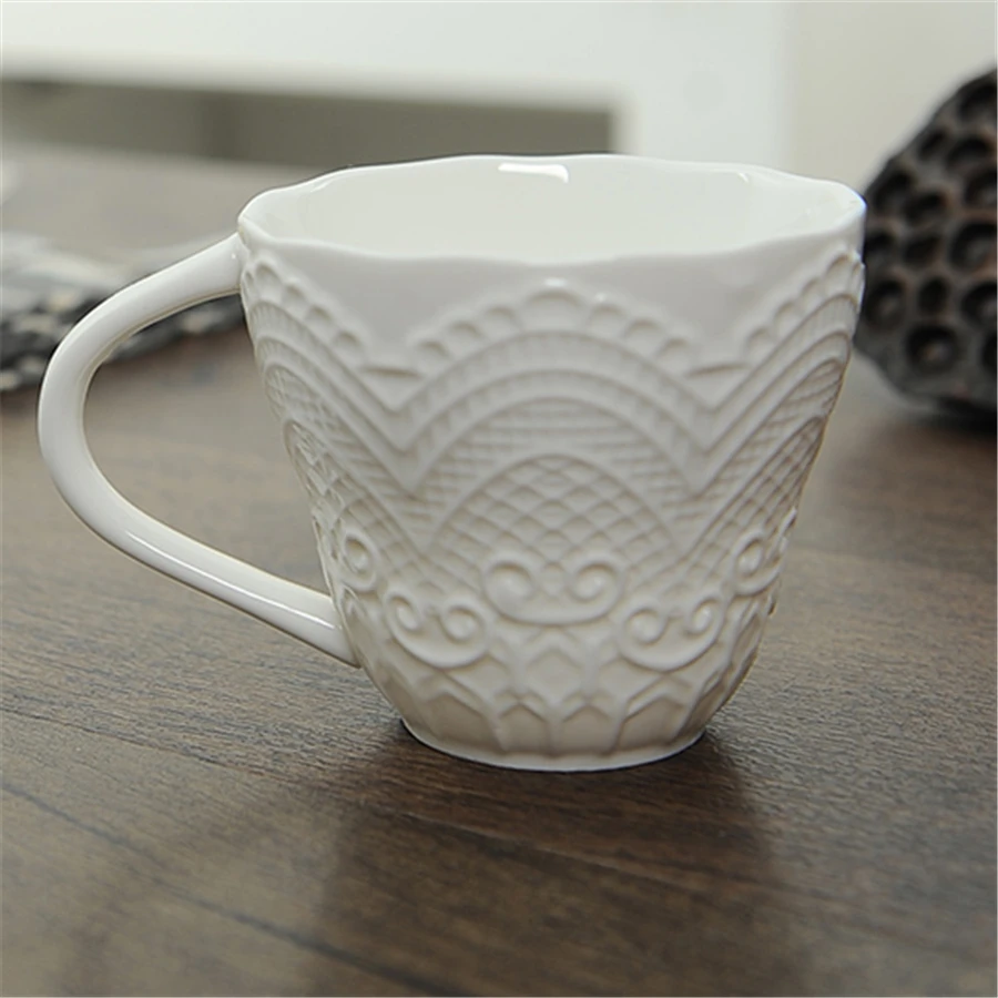 Пара белая тисненая креативная кофейная кружка чашка Copo персонализированные