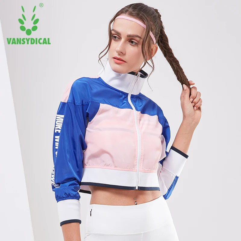 Vansydical куртка для бега женская спортивная куртка Женский длинный рукав, для йоги куртка дышащая Йога Топ Женская Спортивная кофта