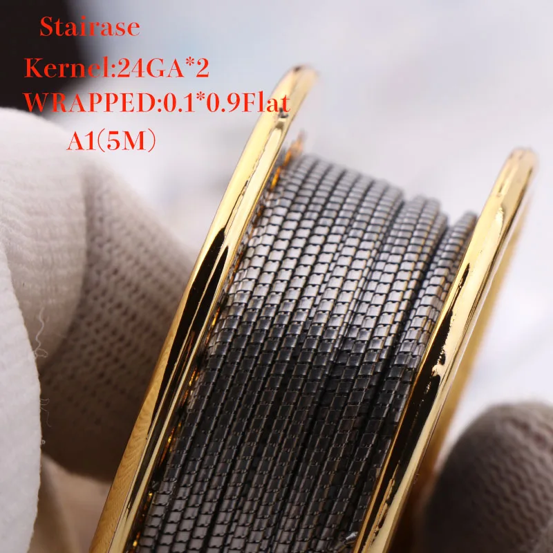 stairase-a1 XFKM 5 м/рулон A1 Juggernaut плавленый Clapton шахматный taiji провода для RDA RBA Ремонтопригодный распылитель нагревательные провода катушки инструмент - Цвет: stairase-a1