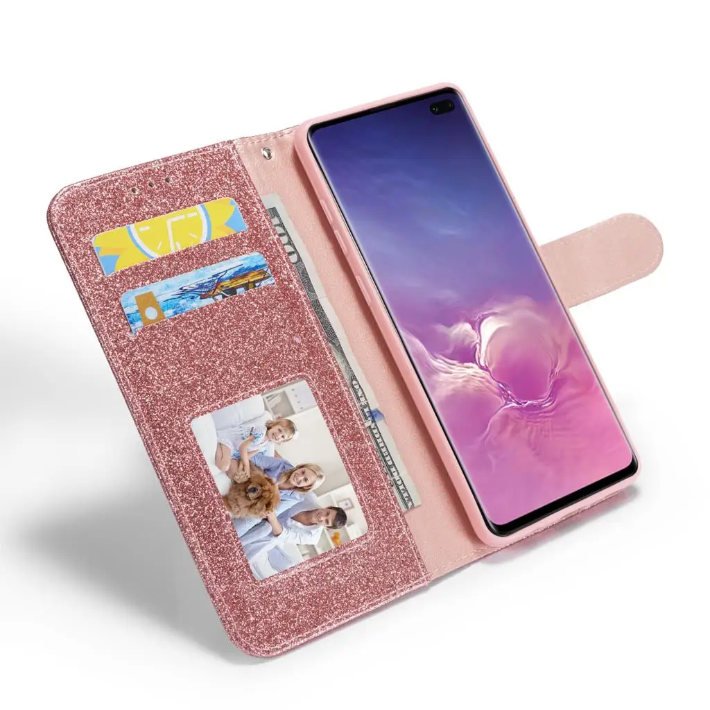 Блестящий чехол бумажник Love Heat для Samsung Galaxy S10 S9 S8 Plus Note 8 9 Flip Lether телефона S10e S7