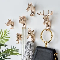 2pcs decorative hook nordic home creative cartoon hanging clothes hook wall hanging deer head hanging hook
