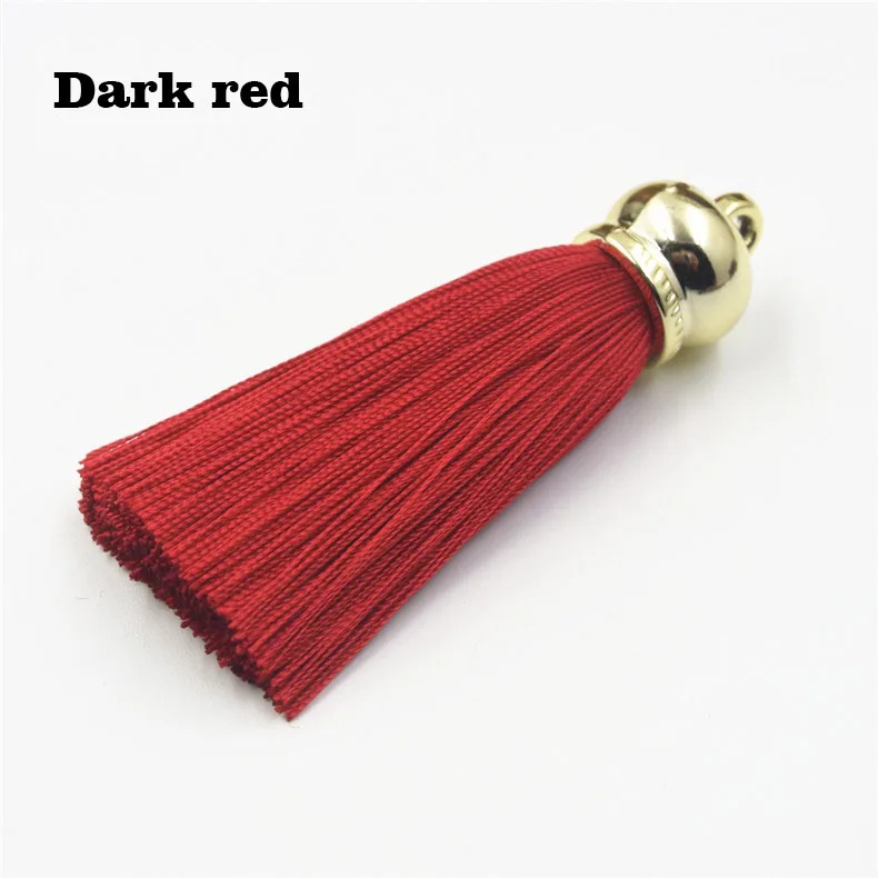 Dark red Новинка 30 цветов вискозные кисточки с золотыми колпачками шелковые кисточки бахрома отделка мобильный чехол для телефона брелок аксессуары diy серьги/ювелирные изделия - Цвет: Dark red