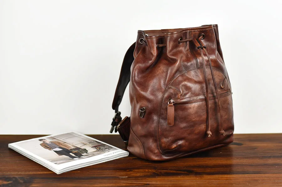 Рюкзак мужской из экокожи большая сумка на плечо повседневный портфель для