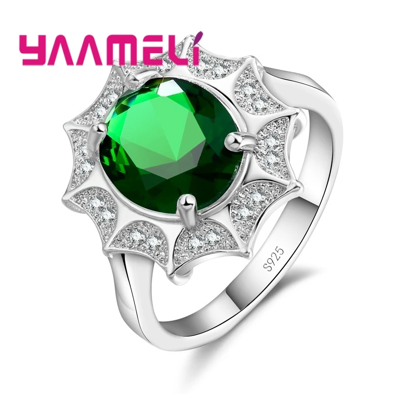 Luxury Romantic Style 925 Sterling Silver Ring Flower Series Colorful Sun Masquerade Wedding Jewelry For Women | Украшения и