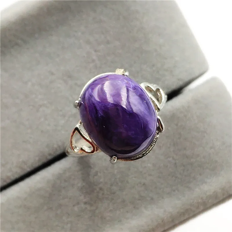 Регулируемое кольцо натуральный фиолетовый Charoite драгоценный камень для женщин и