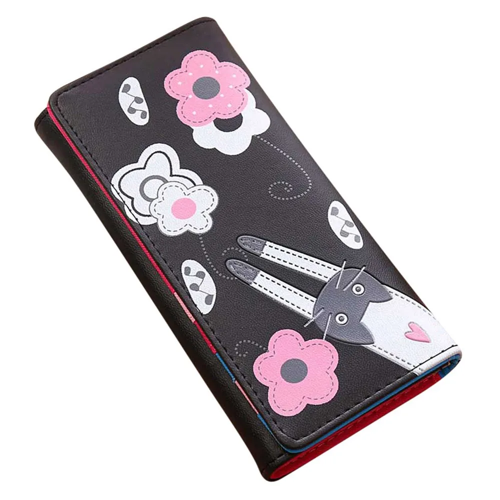 Кошелек xiniu Женский длинный с рисунком кота и цветов|wallet women luxury|wallet luxury brandlong wallet |