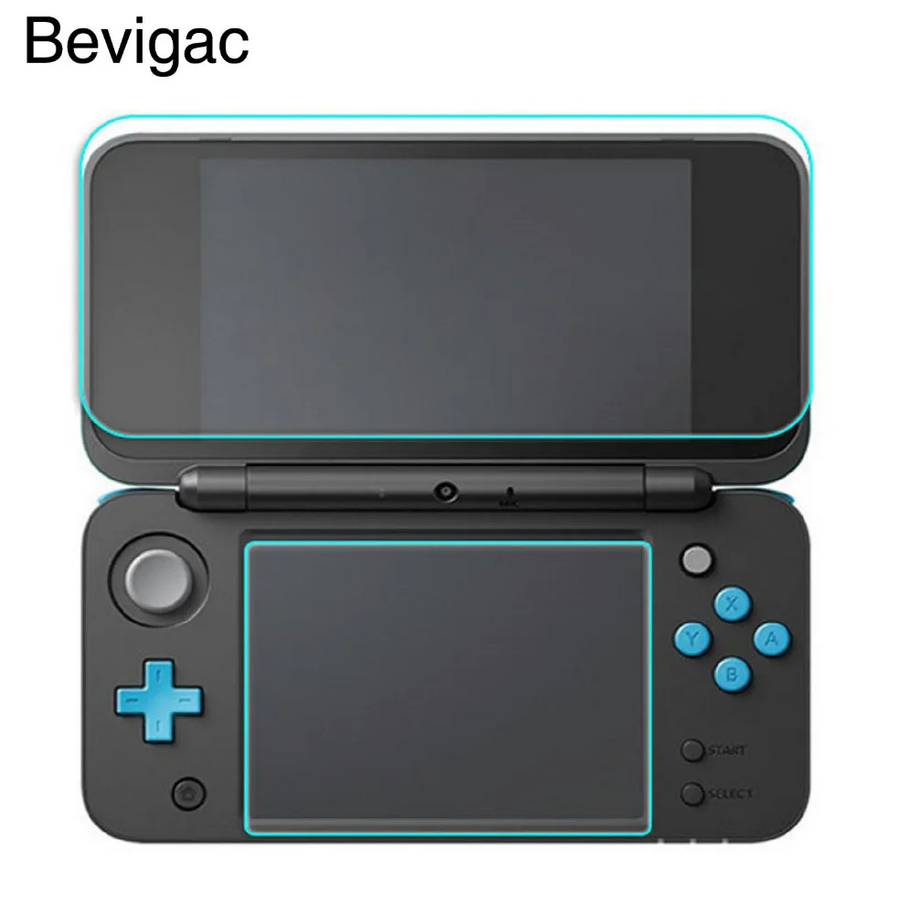 Bevigac 9H Hardness Tempered Glass Screen Protector Film Anti-Scratch High Definition 1 Top  1 Bottom for Nintendo New 2DS XL LL