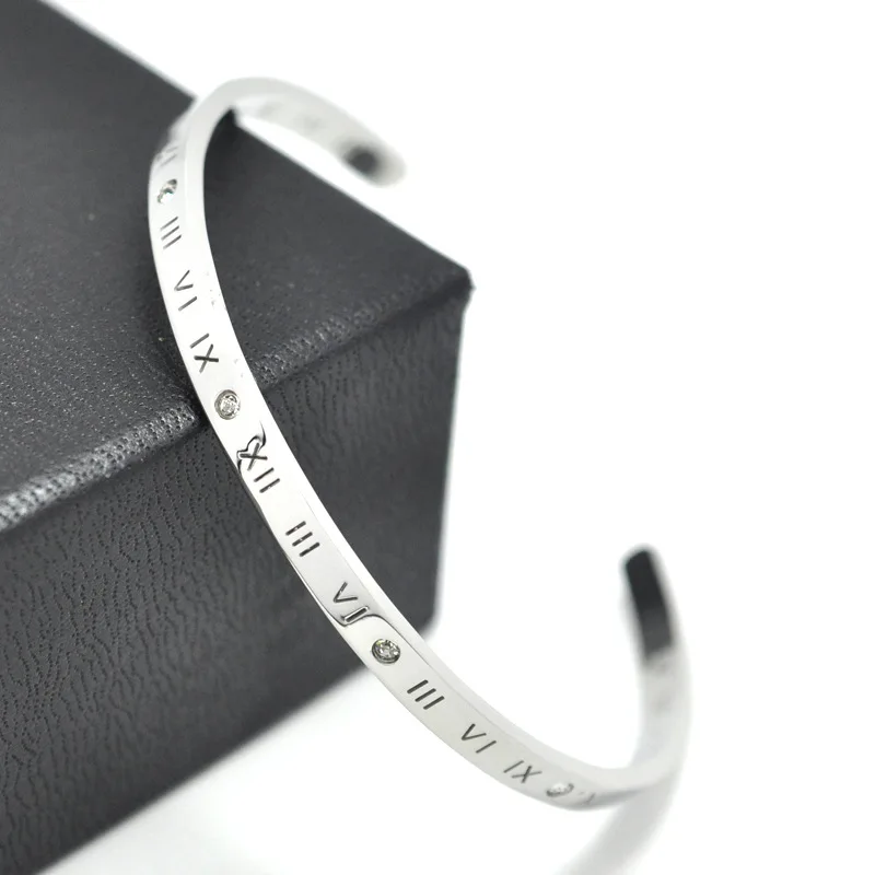2017 титановая сталь модный браслет с римскими цифрами кристально