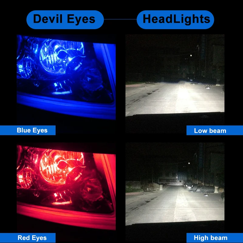 Светодиодная лампа CARLitek Led 9005 9006 H7 H11 Red/Blue Devil Eyes автомобильная светодиодная для