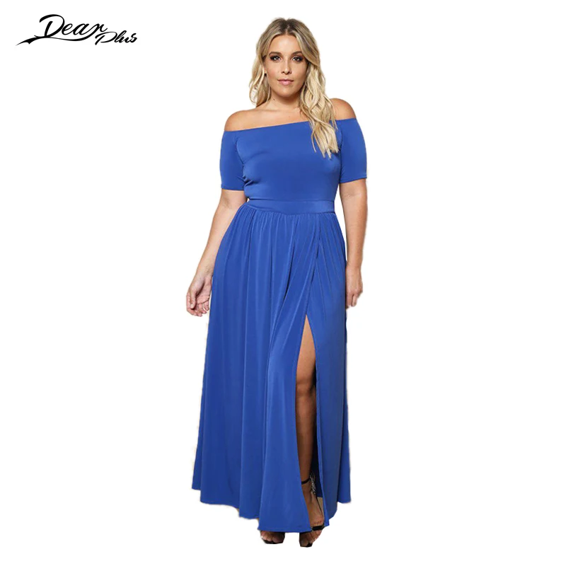 Women Elegant Party Evening Long Dress 2017 Sexy Slash Neck Split Prom Maxi Slim Casual Plus Size | Женская одежда