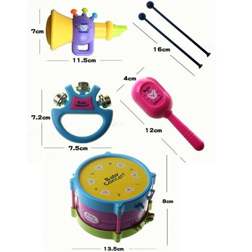 5pcs/set 0-3 Years Old Baby Toys Hand Drum Beat Rattles Musical Educational Kids Rattle for Newborn Toddlers | Игрушки и хобби