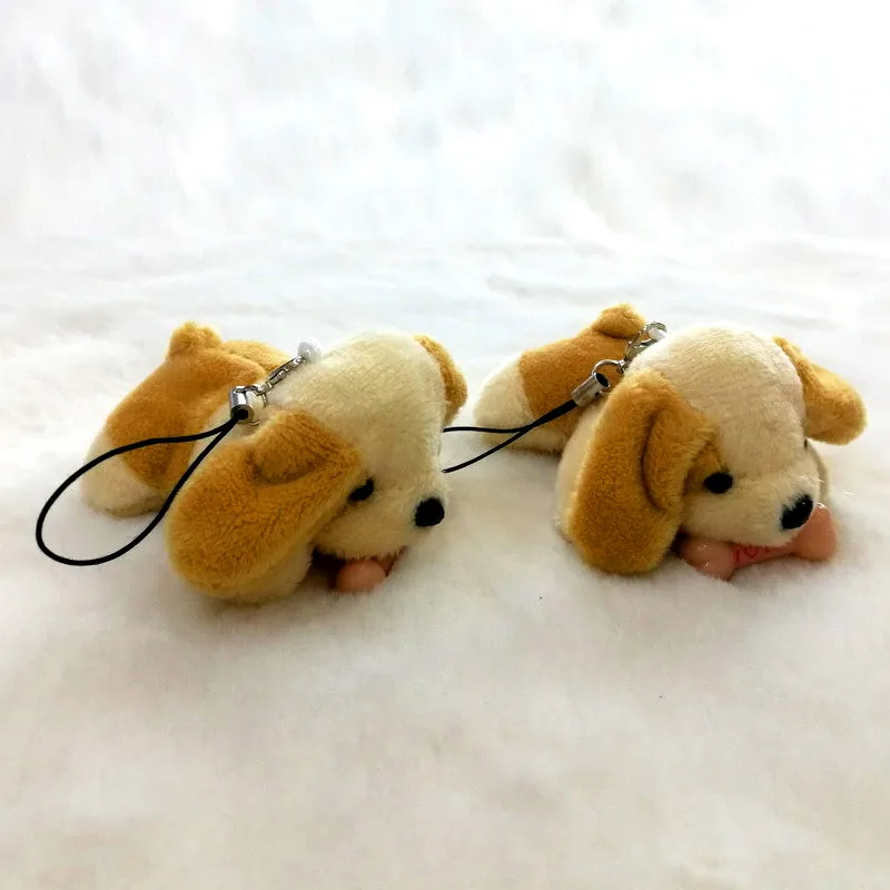 Cute mini 7cm Plush Toy Small Pendant Novelty Dog With Bone Creative Gift Keychain Trick Funny Toys | Игрушки и хобби
