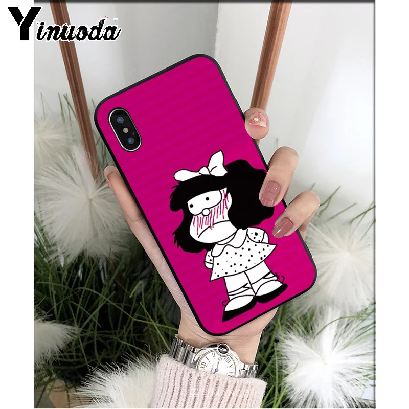 A11 Yinuoda Argentina Quino Mafalda Girl TPU мягкие Аксессуары для телефонов Чехол для iPhone 5 5Sx 6 7 7plus 8 8Plus X XS MAX XR - Цвет: A11