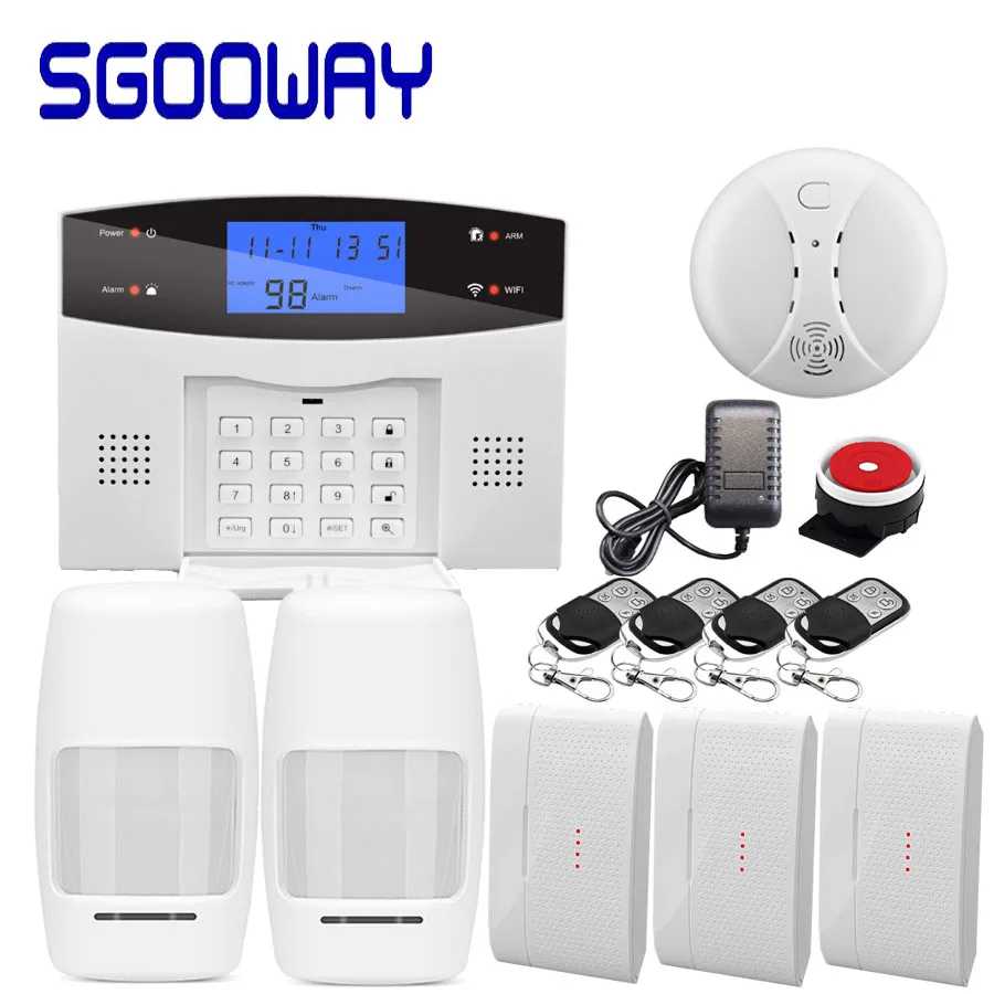 Set E Sgooway завод беспроводной wifi GSM PSTN сигнализация SMS Охранная сигнализация с ip-камерой Поддержка ios и android APP - Цвет: Set E