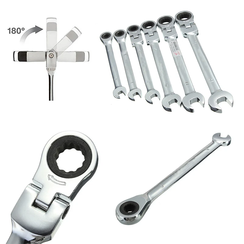 Высококачественный гаечный ключ с гибкой поворотной головкой комбинированный