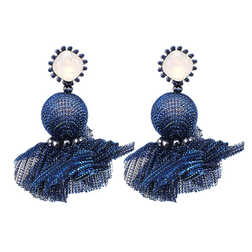 1310 Blue Earrings MANILAI, модные длинные кружевные серьги, имитация жемчуга, кристалл, бисер, большие массивные серьги, свадебные ювелирные изделия, элегантные серьги - Окраска металла: 1310 Blue Earrings