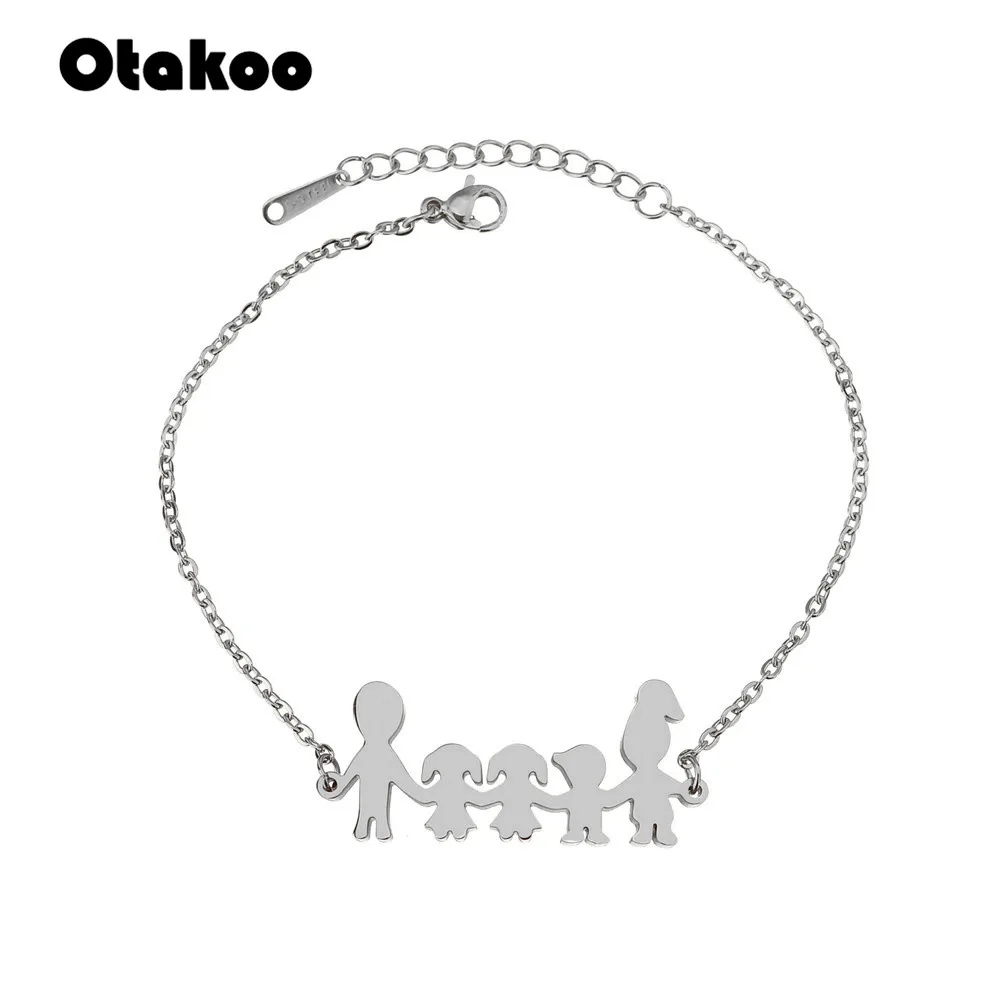 Otakoo модные браслеты из нержавеющей стали с фигурками для всей семьи изображением