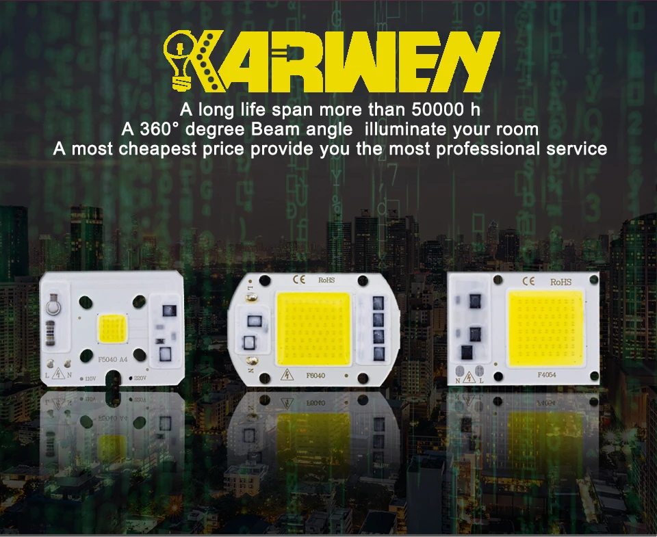 KARWEN светодиодный COB лампочка 10 Вт 20 Вт 30 Вт 50 Вт 220 В реальная мощность вход IP65 Y27 для уличная Светодиодная лампа прожектор холодный теплый белый