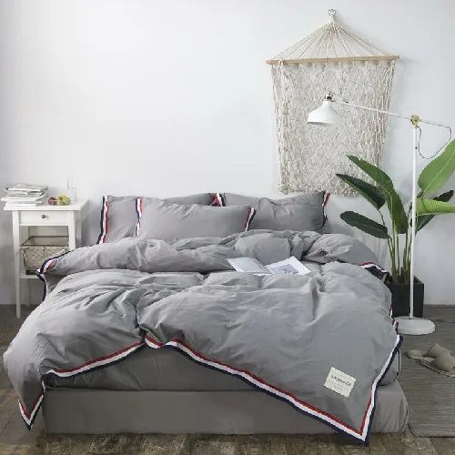 bedding set 1 Хлопок, серый, белый, Королевский размер, Комплект постельного белья, мягкое постельное белье, простыня, простыня, пододеяльник, комплект постельного белья, parure de lit - Цвет: bedding set 1