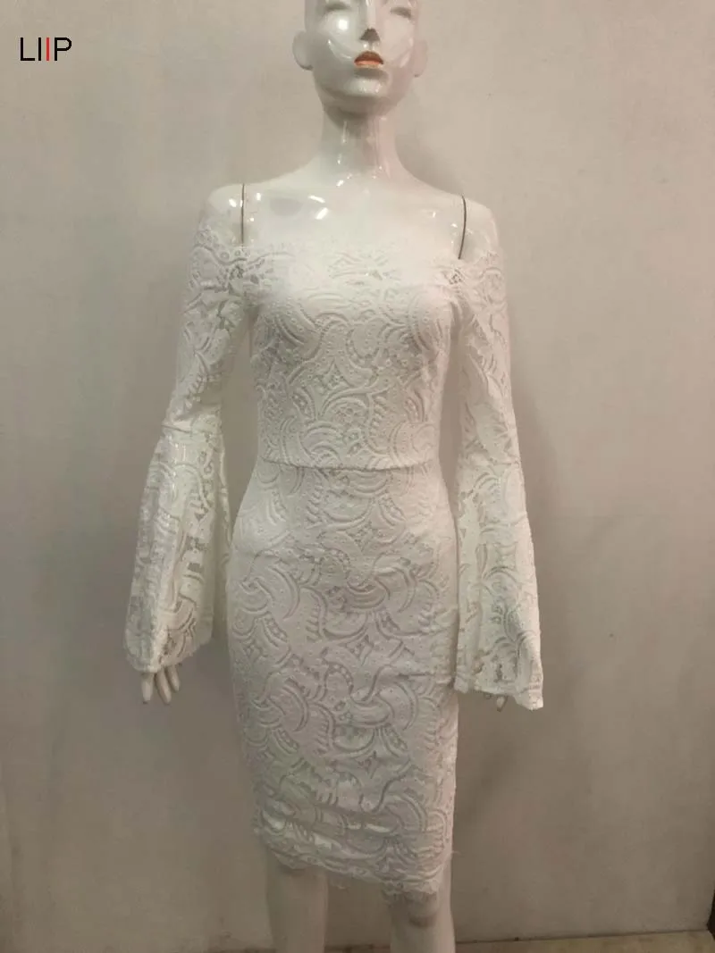 2019 summer sexy lace bodycon dress women party off shoulder long sleeve dresses casual elegant midi vestidos veranoSJ3072 | Женская