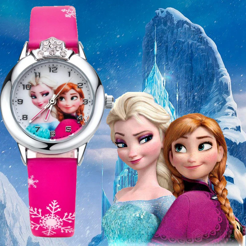 fashion kids children girls boys 3D cartoon snow Queen Princess Watch students sister birthday gift party quartz wrist watches