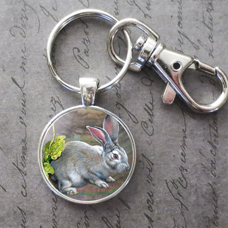 Художественная Живопись милый кролик брелок птица фото Пряжка Кулон День