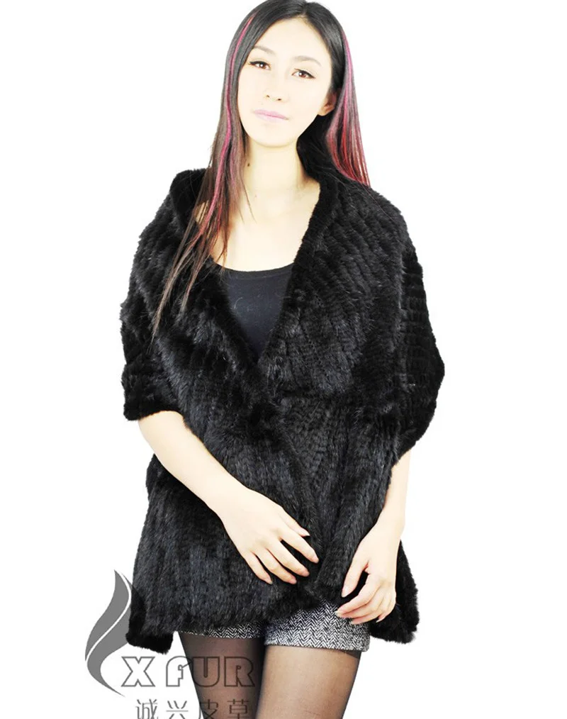 Зимняя женская шаль из натурального меха норки ручной вязки новейший модный