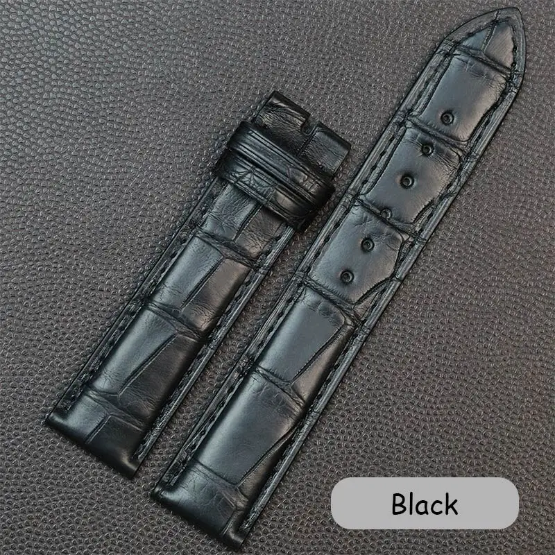 SAUPPO подходит для часов с ремешком для часов из кожи аллигатора, черный мужской ремешок 19 мм с пряжкой - Цвет ремешка: Black