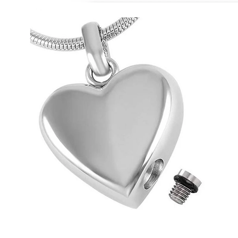 Heart Locket Pendant Necklace Stainless Steel Cremation Jewelry for Ashes Holder Free 20 Inch Chain+Fill Kit