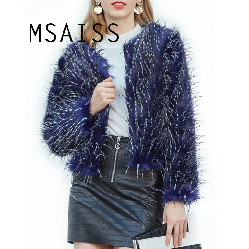 

MSAISS M-3XL Furry Fur Coat Women Fur Jacket Fluffy Warm Long Sleeve Outerwear Autumn Winter Coat Jacket