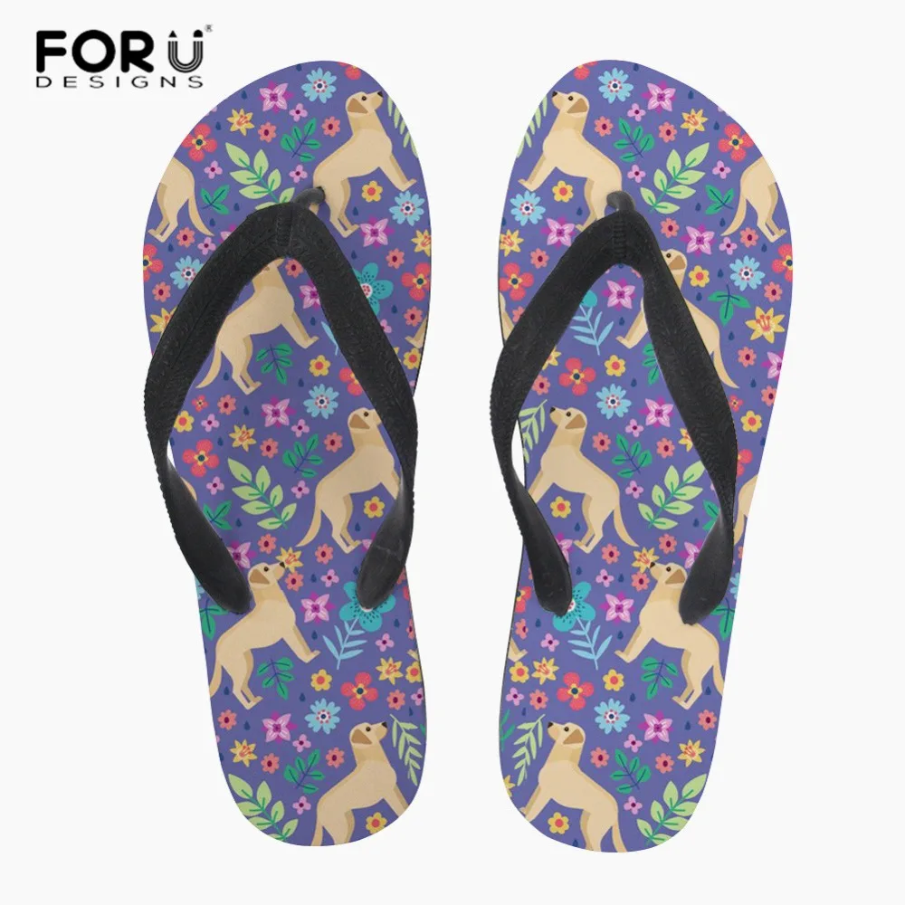 FORUDESIGNS/фиолетовые женские летние пляжные шлепанцы с лабрадором вьетнамки на