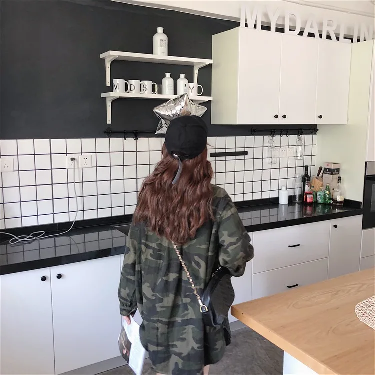 Jackets Women Camouflage Leisure Pockets Single Breasted Loose Korean Coats Womens Cotton All-match BF Harajuku Basic Jacket