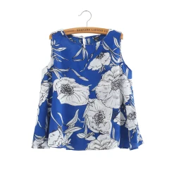 Женские блузы кроп-жилет с цветочным принтом розовые синие camisas femininas свободные