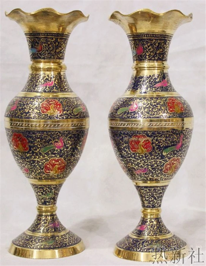 

India Pakistan mill imported bronze crafts vase purple flower arrangement Home Furnishing furnishings