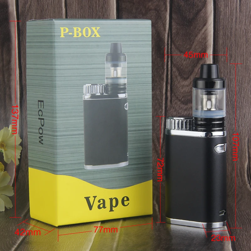 Вейп P Box Mod Стартовый Набор 50 Вт вапорайзер 2 мл стеклянный бак 3 ом электронная