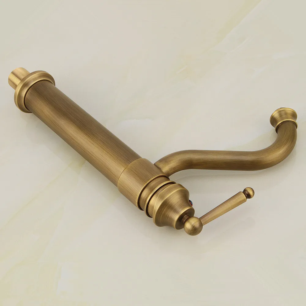 Античная Твердая латунь бассейна кран Ванная комната на бортике раковины краны