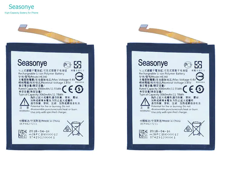 Seasonye 3000mAh / 11.55Wh HE340 HE 340 Сменный аккумулятор для телефона Nokia 7 батарея 2