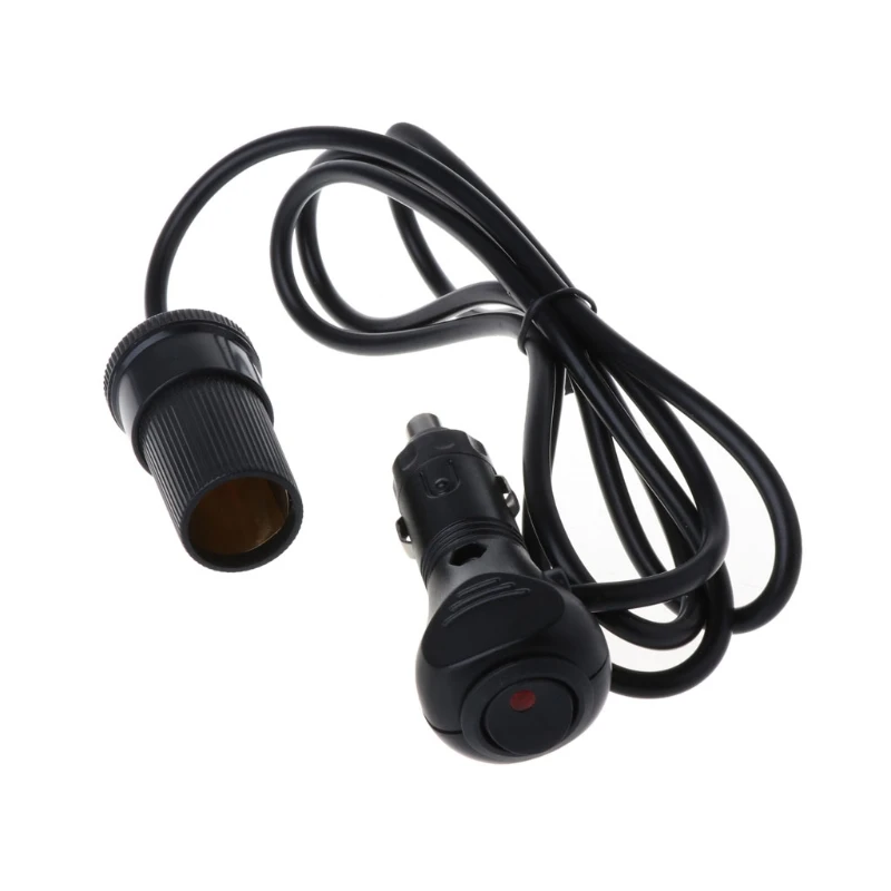 

12V 24V Car Cigarette Lighter Adapte Cable Plug Socket With ON-OFF Switch Button