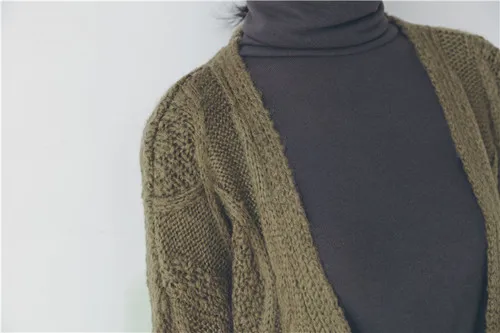 Winter Wear Korean Version Lantern Sleeve Thickened Medium Long Knitted Twisted Women Warm Out Sweater |