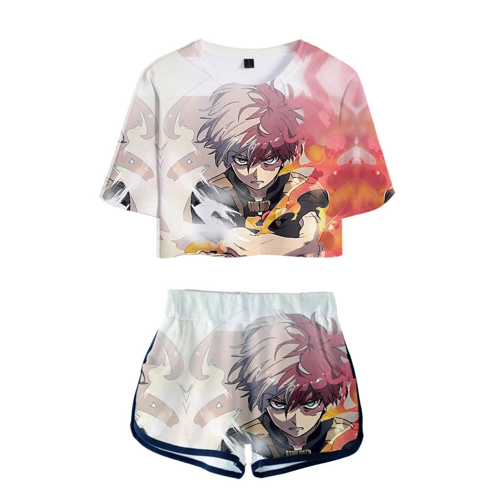 

My Hero Academia 3D Printed Women Two Piece Set Casual Summer Crop Top+Shorts 2019 Hot Sale Trendy Streetwear Clothes