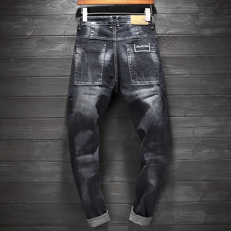 Jeans Men 2019 Spring Black Cotton Strench Straight Slim Fit Classic Pants Trousers Casual Modis Denim Streetwear | Мужская одежда