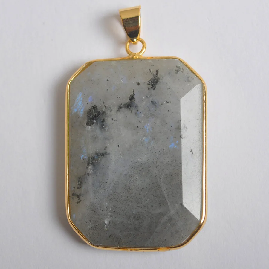 1Pcs Faceted Labradorite Natural Stone Moonstone Sunstone Divination Spiritual Meditation Jewelry Pendant Fit Necklace | Украшения и