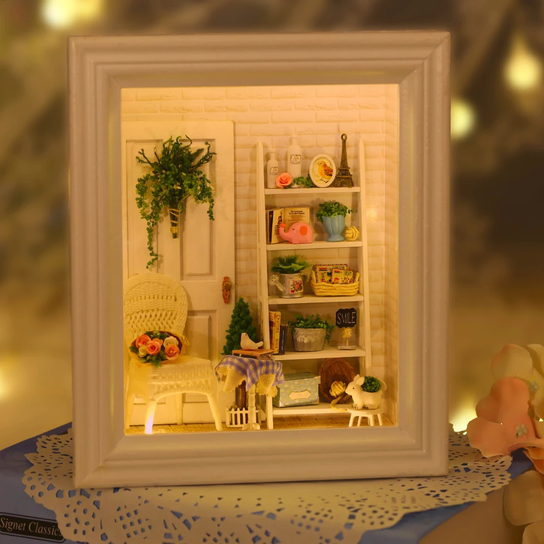 Домашний декор поделки Diy Кукольный дом деревянные домики миниатюрный кукольный домик мебель комплект комнаты светодиодные фонари фоторамка Рождественский подарок